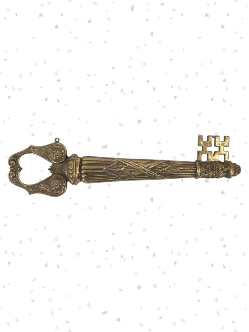 RARE Vintage Brass Key Extra Large 23” Wall Decor Maximalist Style Ceremony Prop